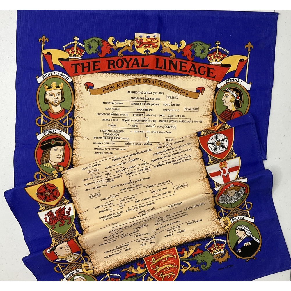Ulster‎ Queen Elizabeth Royal Lineage England Wall Banner Hanging 30x19 Vintage